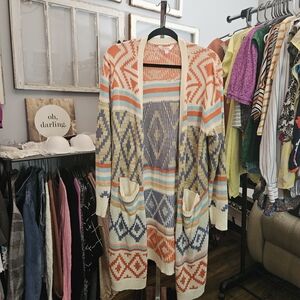 No Boundaries Orange and Cream Knit Sweater